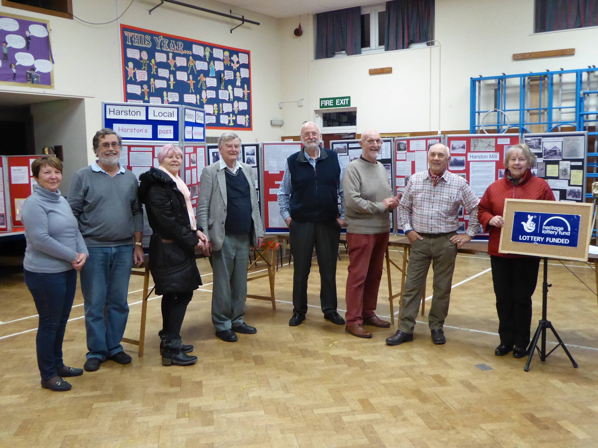 Harston history Group volunteers set up website launch exhibition Nov 2015