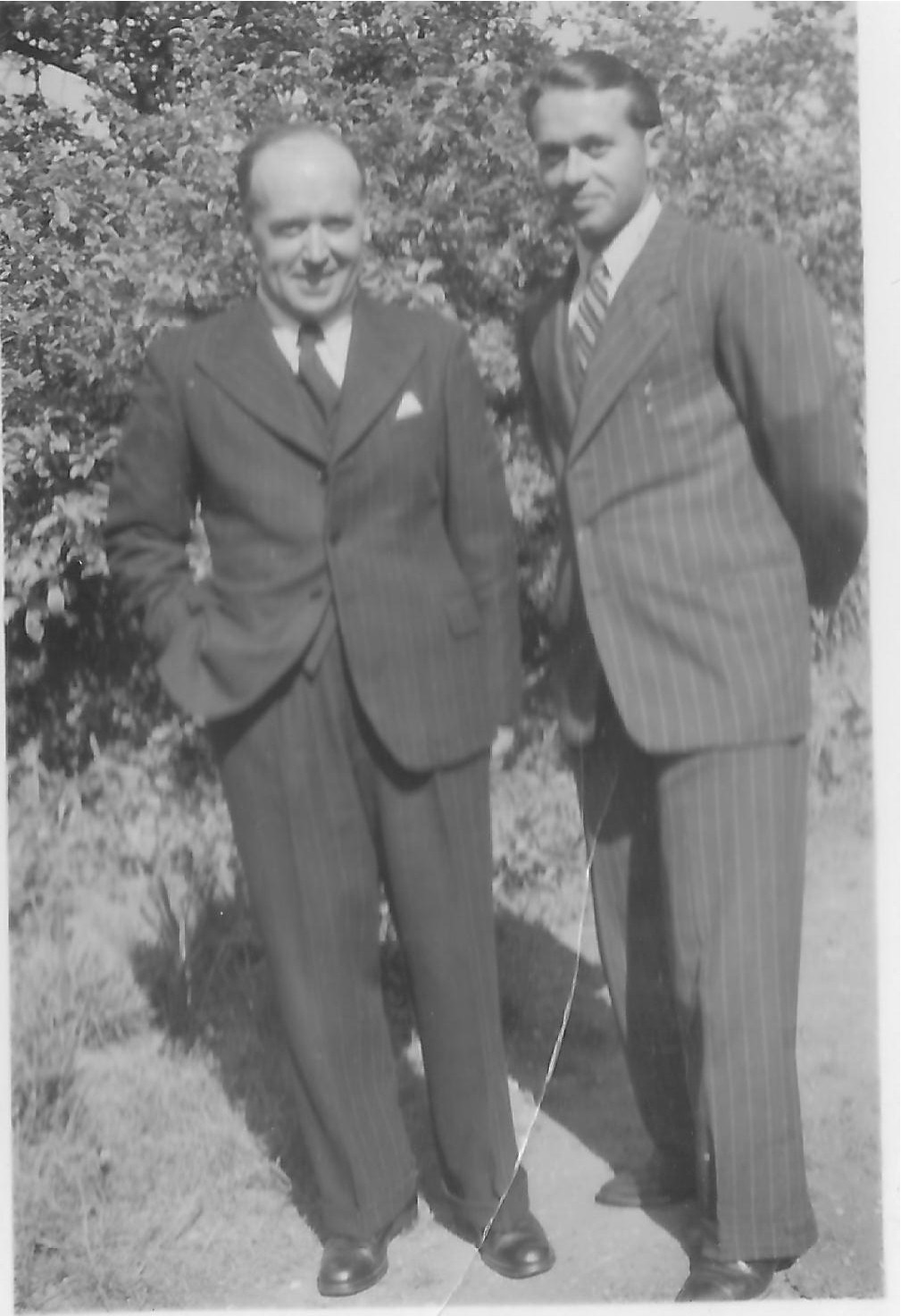 POW Hans with Val's dad Mr Hartshorn in garden of 5 High St (now 48 after renumbering)