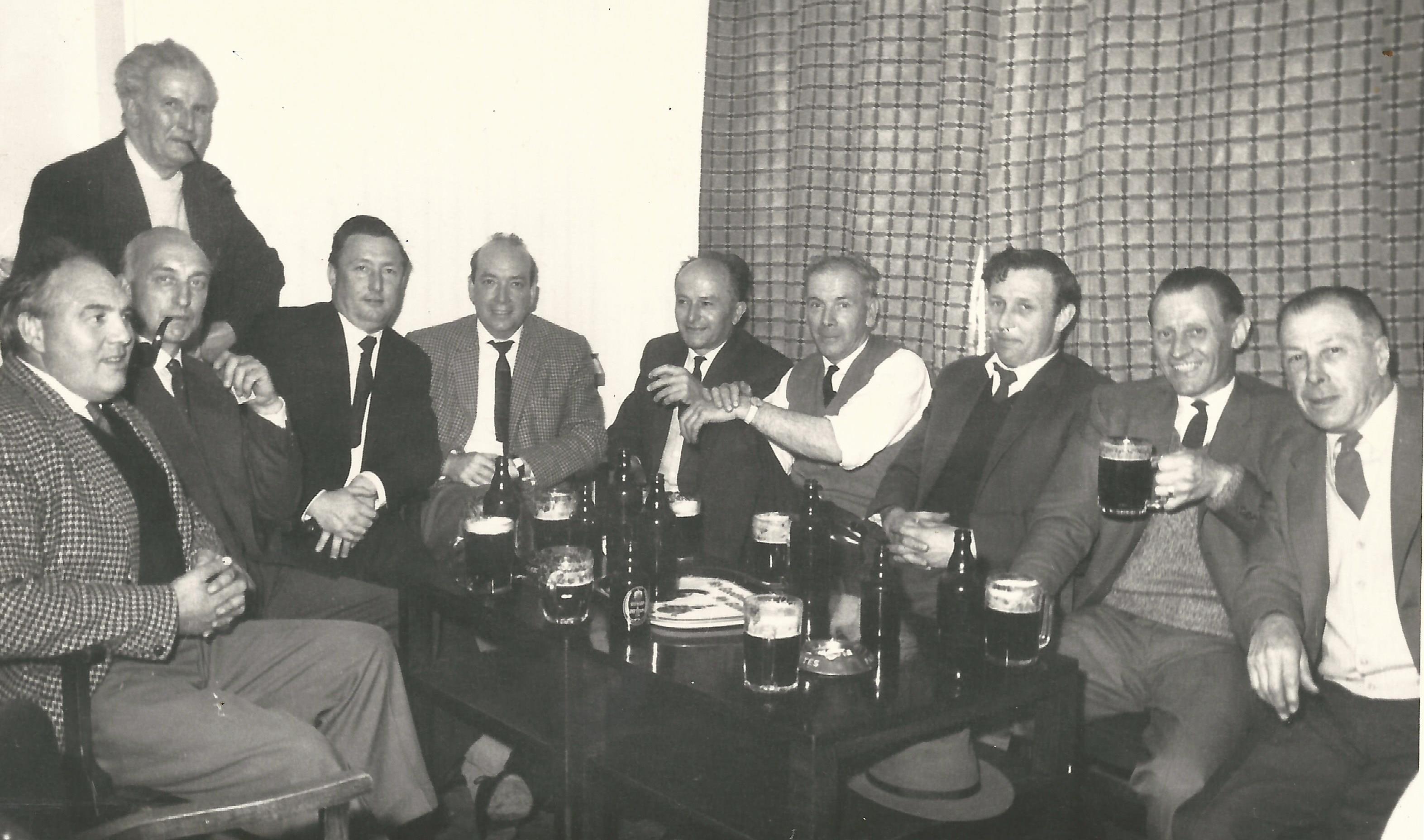 Frederick David Arbon, 5th from right at pub outing