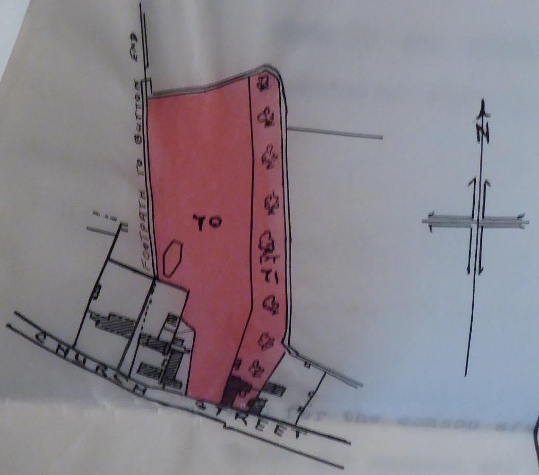 1925 map showing cottages on church St to right of pink area