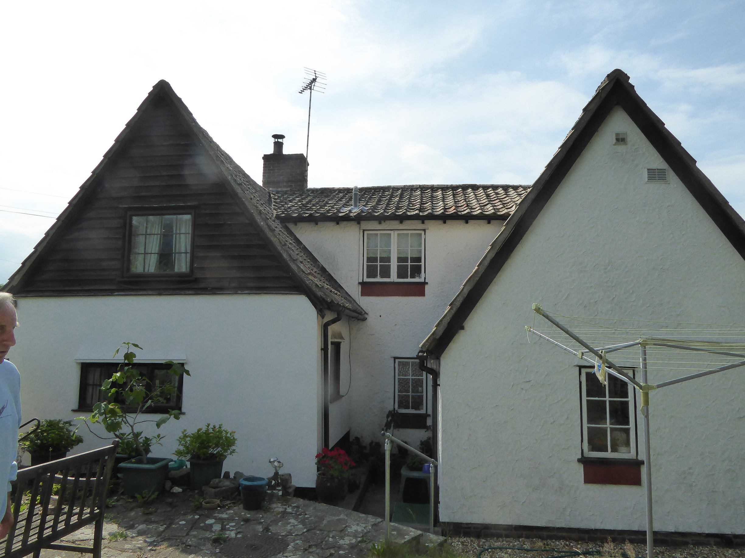 2017- original front of Pantile cottage to left, + 1984 rear extensions to right