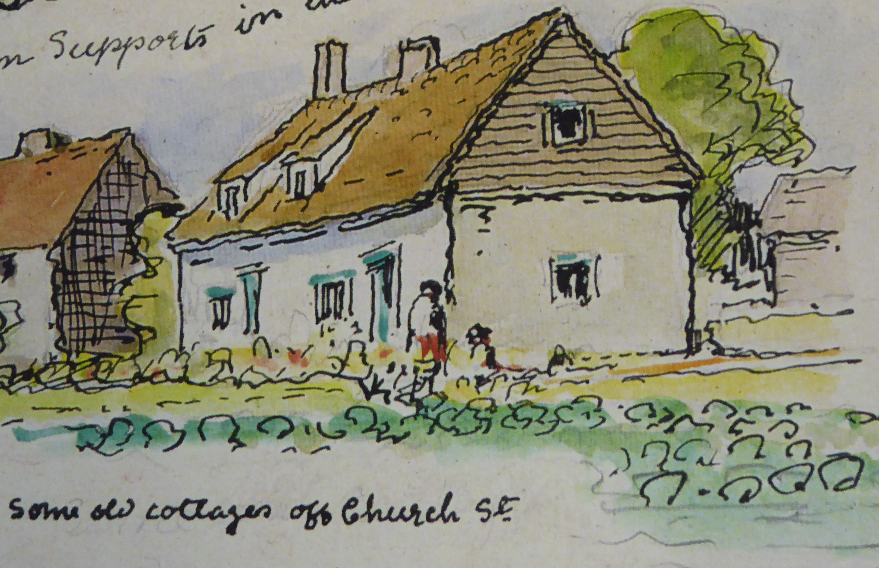 Pantile Cottages painting by Mary Greene pre 1950