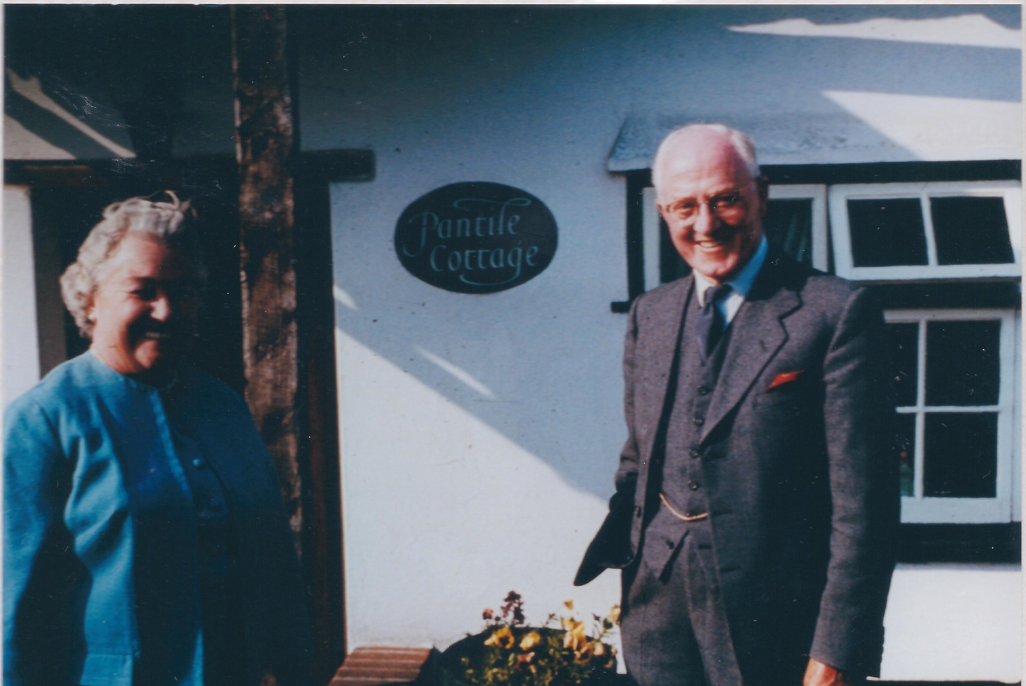 Mr & Mrs Bertie Cator in front of Pantile Cottage poss 1950s
