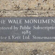 Inscription on Wale monument 2015 | (Roadley)