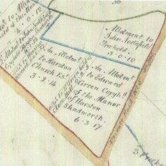 1799 Inclosure map showing position of Pinder's Land on London Road (Cambridge Archives) 1799 Inclosure map showing position of Pinder's Land on London Road | (Cambridge Archives)