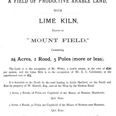 Sale of land & lime kiln at Maggot's Mount