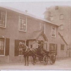 PZZH01.18 Harston Mill & millhouse (Deacon) About 1890s. Smiths carriage in front of Harston millhouse | (Deacon)