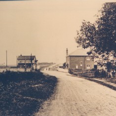looking east along Station Rd at station, signal box & Station house to right | (Deacon)