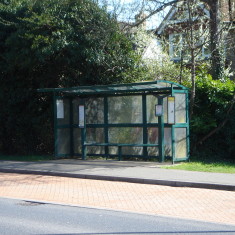 PZZF06.01 Bus Stop A10 verge by School 2015 (Griffin) Bus Stop A10 verge by Primary School, High Street entrance. 2015 | (Griffin)