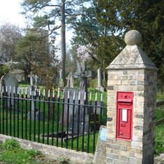 PZZF40.02 VR letter Box Church St Victorian, in use. Entrance Vicarage & Rhee House 2015 (Griffin) Photo 1. Victorian letter box in gate post of Rhee House and Vicarage, Church Street 2015 | (Griffin)