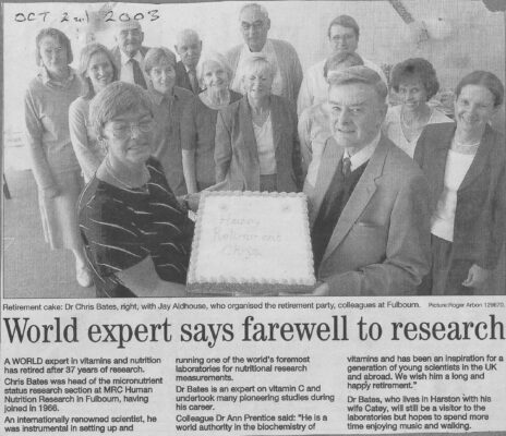 Chris Bates retirement in news Oct 2003