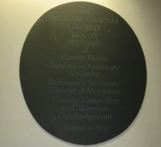 Memorial stone to Sir William Graham Greene in Harston parish church