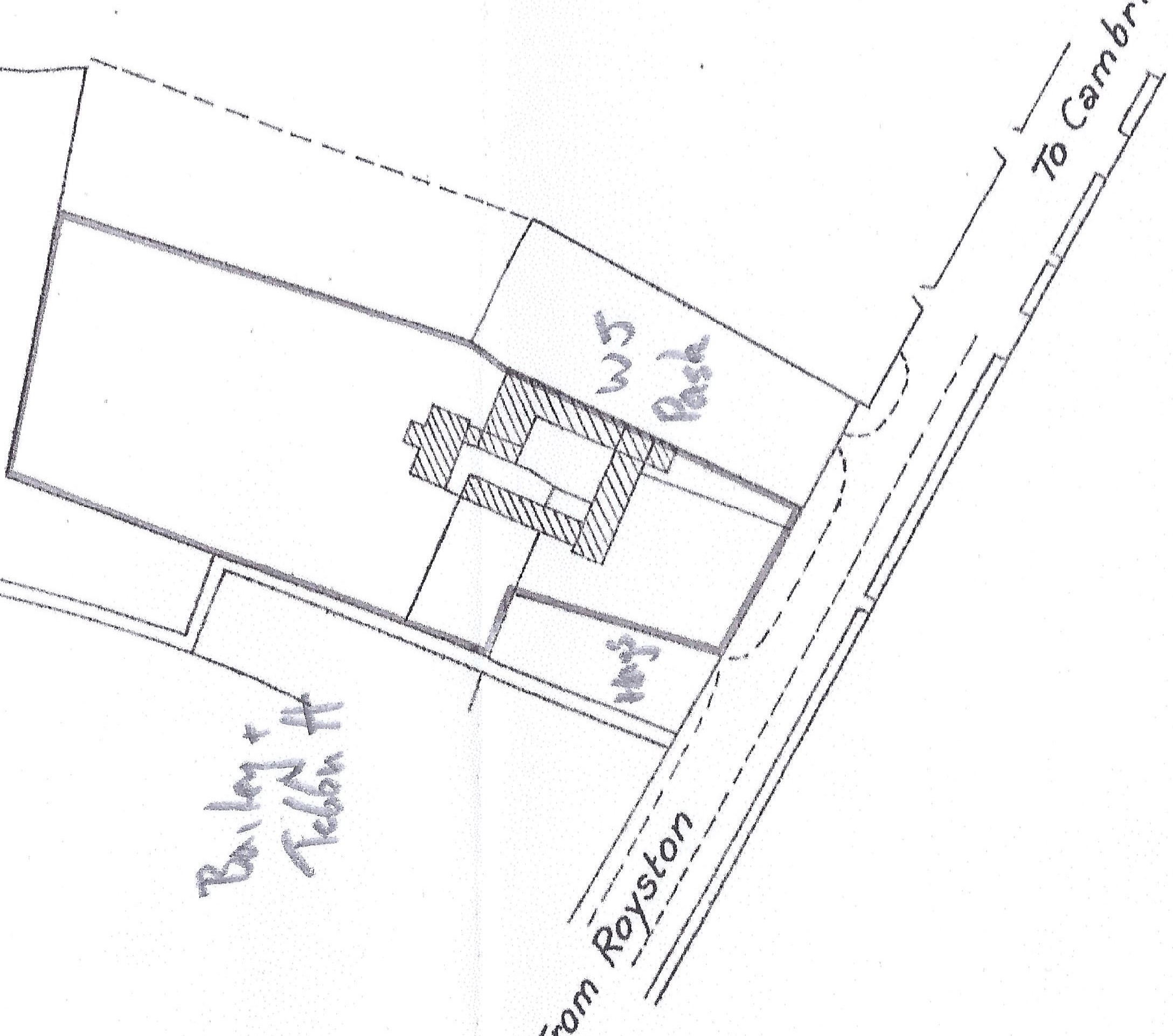1919 plan of 25 High St showing house , outbuildings & old barn added behind