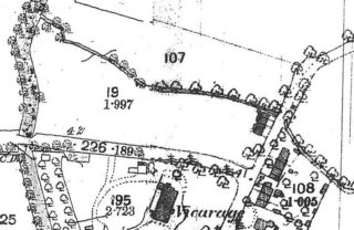 1885 OS map Haslingfield Rd showing 2 cottages fronting Button End