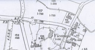 1901 OS map showing 2 cottages now fronting Haslingfield Rd
