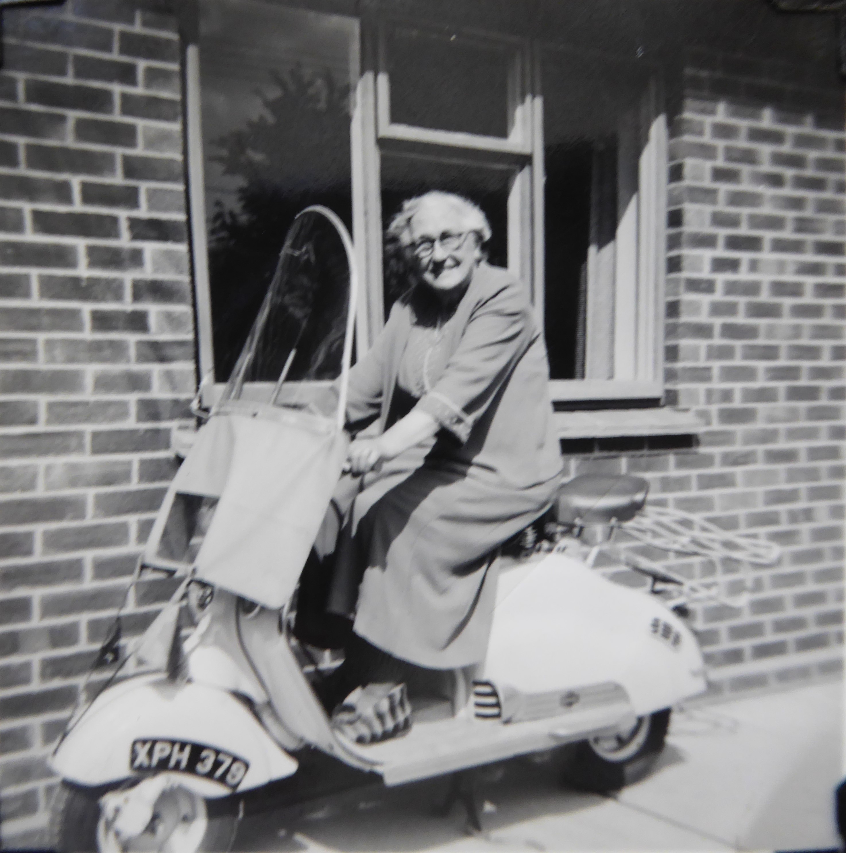Ada Wilson on Pallant scooter, Hauxton