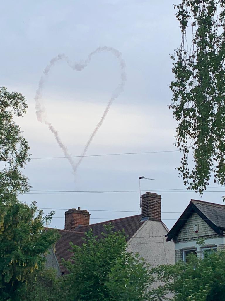 Heart seen over Addenbrookes Hospital from Lawrance Lea 21 May 2020