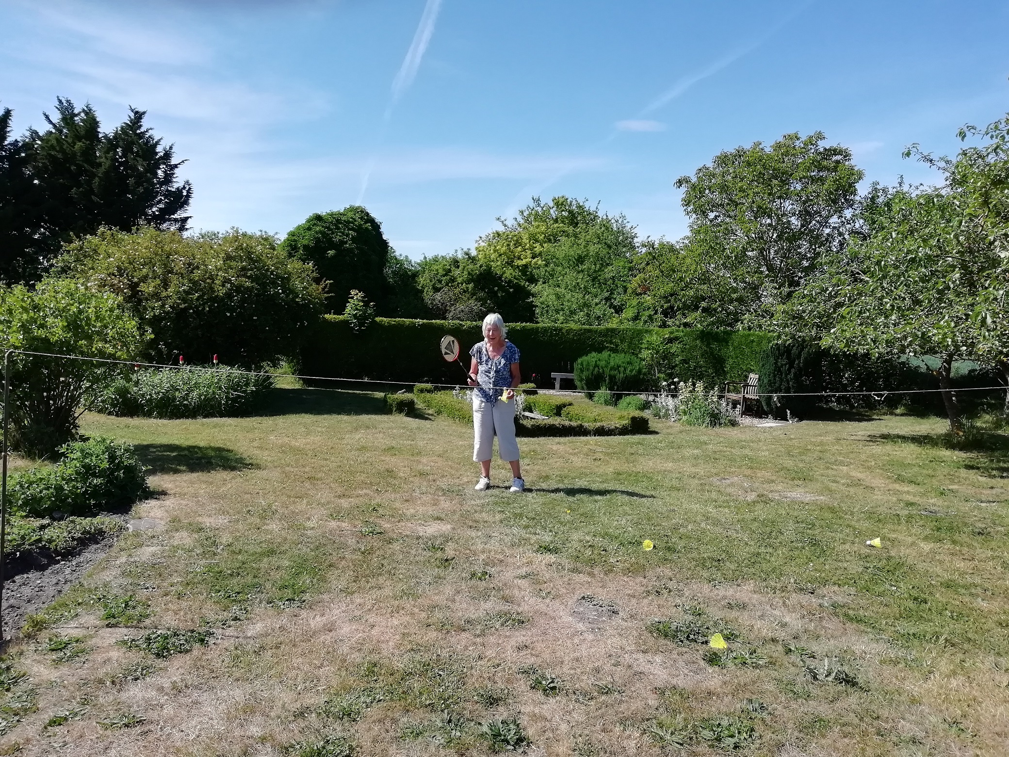 Socially distanced outdoor badminton 26 May 2020