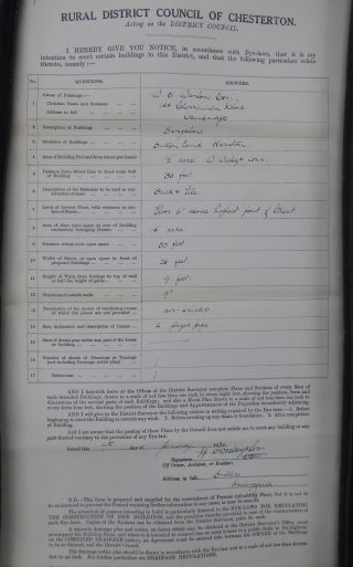 Document for building of bungalow for Warlow, Button End | (CRO)