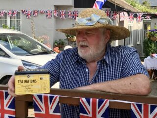 PZZECov.41 Brian williamson celebrating VE day (J Richardson) Brian Williamson celebrating VE day - Royston Rd | (J Richardson)