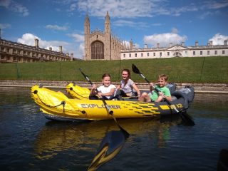PZZECov.125 kayaking & kings (Georgia Warren) A5 printed Kayaking along The Backs in front of King's College | (G Warren)