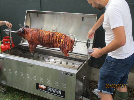 Hog roast at 50th Anniversary Scout Camp