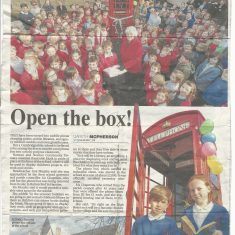 Telephone box (E Chapman) Photo 8. Newspaper report of relocation of Button End box to Pri 2015mary School | (E Chapman)